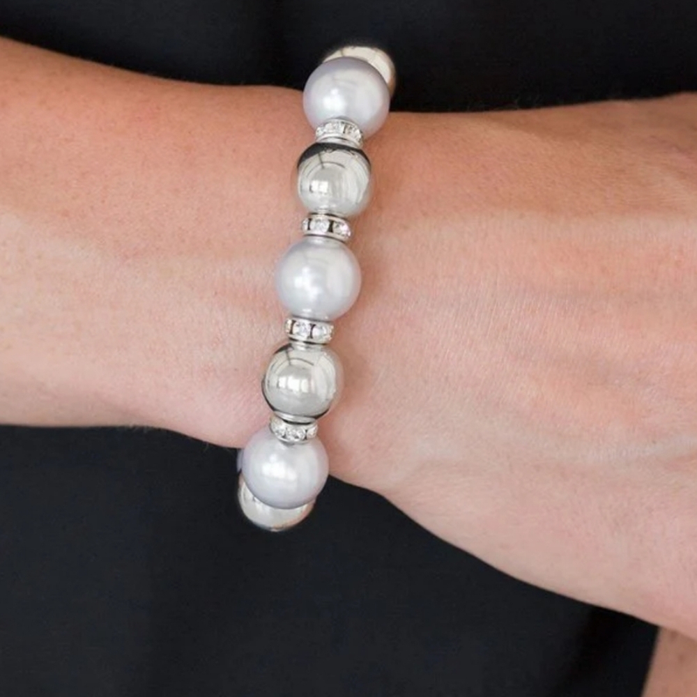 Paparazzi Elastic Silver Beaded Bracelet